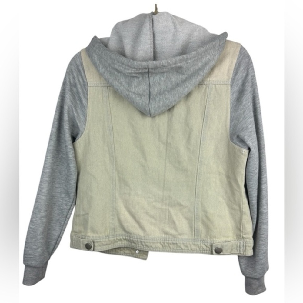Allegra K Women’s Jean Jacket with Soft Cotton Sleeves & Hood Size S Acid Wash - Picture 6 of 14